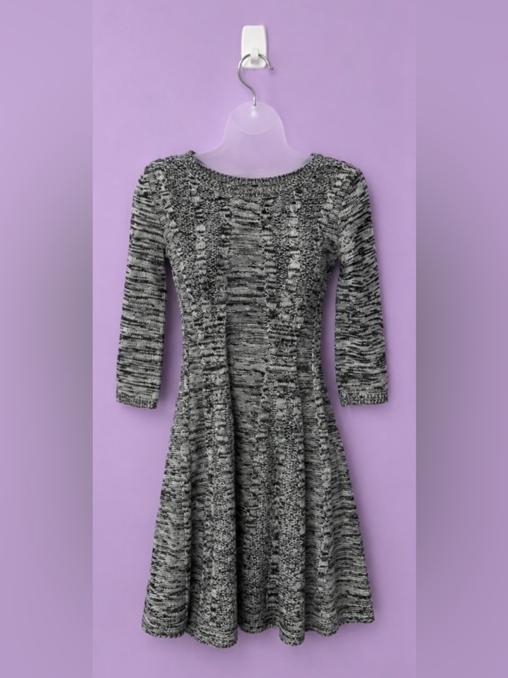 NWOT  Black & White Marled Knit Mini Dress